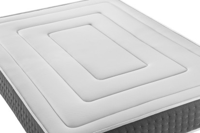 Pack lit complet 200x200 cm - Matelas + 2 Sommiers Gris + 2 oreillers + Couette - Vingt-Six