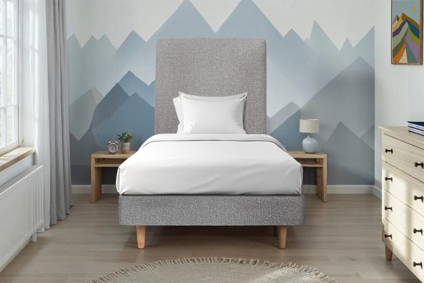 Sommier Tapissier 90x190 cm - H29 cm - Bouclette - Gris