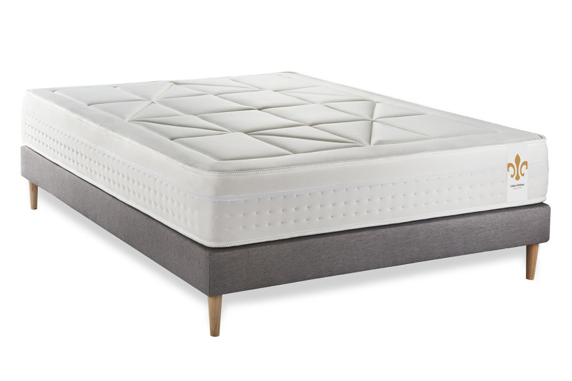 Ensemble Matelas Sommier 200x200 cm - Sommier Gris (en kit) - Vingt-Huit
