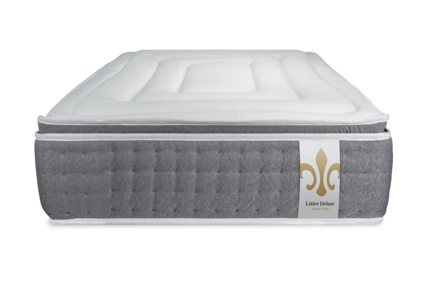 Ensemble Matelas Sommier 90x200 cm - Sommier Gris (en kit) - Vingt-Six PLUS