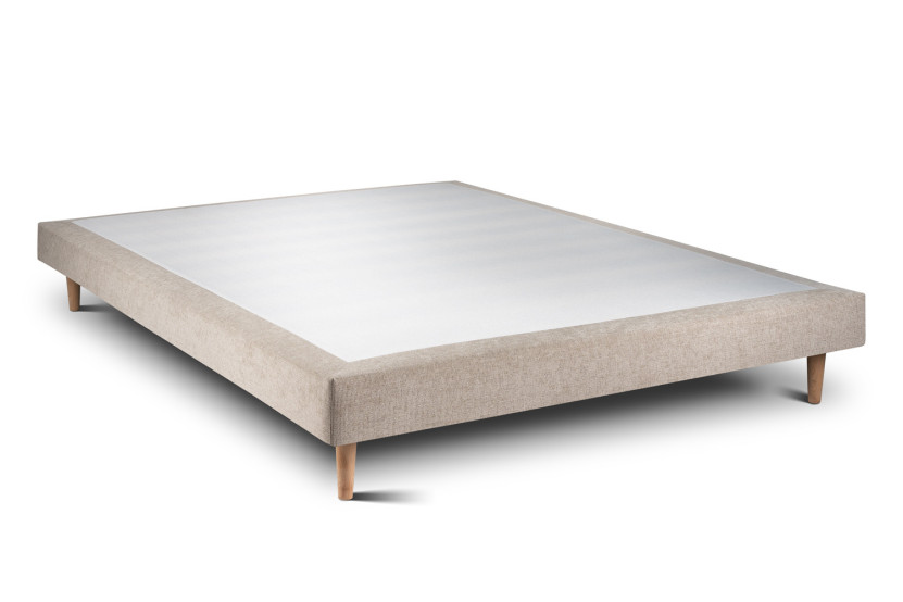 Sommier Tapissier 160x200 cm - H29 cm - Toile nattée - Beige brun