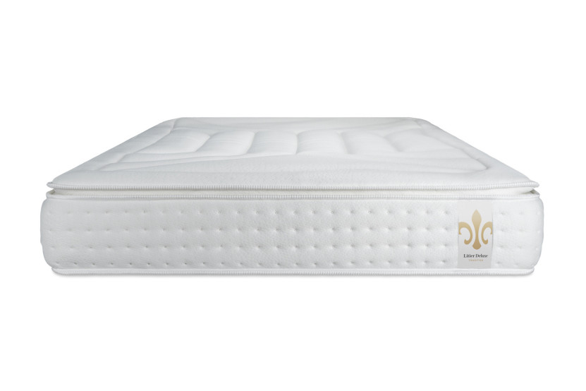 Pack lit complet 140x190 cm - Matelas + Sommier Gris + 2 oreillers + Couette - Vingt-Quatre PLUS