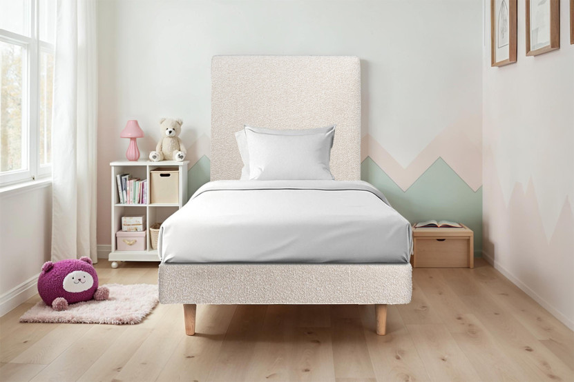 Sommier Tapissier 90x200 cm - H29 cm - Bouclette - Beige clair