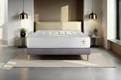 Ensemble Matelas Sommier 180x200 cm - Sommier Gris (en kit) - Vingt-Quatre