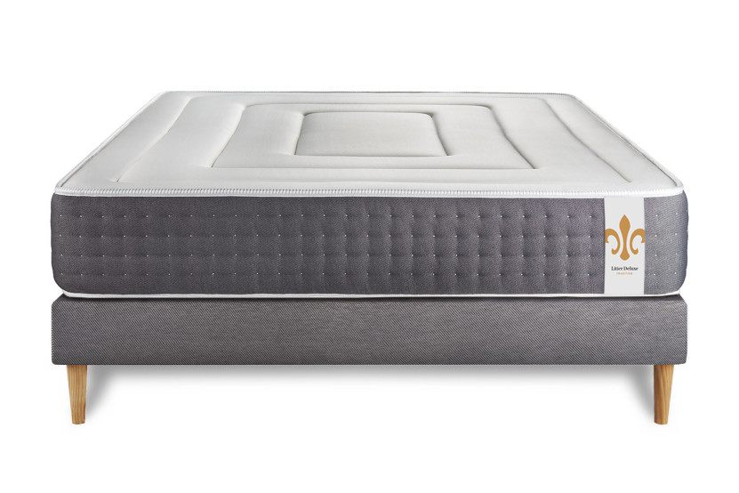 Ensemble Matelas Sommier 140x190 cm - Sommier Gris (déjà monté) - Vingt-Six