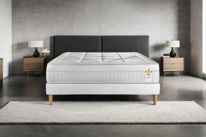 Ensemble Matelas Sommier 140x190 cm - Sommier Blanc (déjà monté) - Vingt-Huit