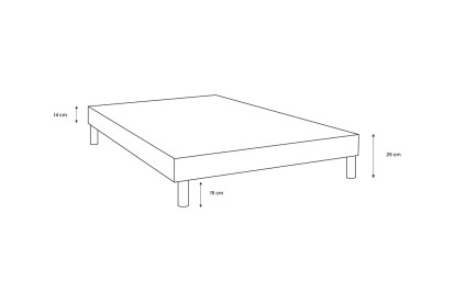 Sommier Tapissier 80x200 cm - H29 cm - Velours - Gris anthracite