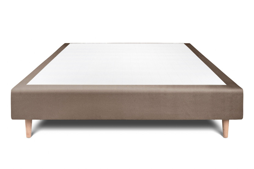 Sommier Tapissier 150x200 cm - H35 cm - Velours - Taupe
