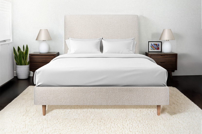 Sommier Tapissier 140x190 cm - H35 cm - Bouclette - Beige clair