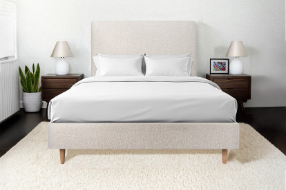 Tête de lit 140 cm Tapissée - Tissu Bouclette Beige Clair