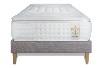 Ensemble Matelas Sommier 90x200 cm - Sommier Gris (en kit) - Vingt-Quatre PLUS
