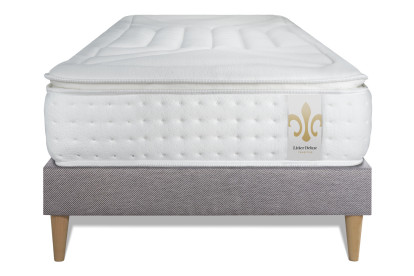 Ensemble Matelas Sommier 90x200 cm - Sommier Gris (en kit) - Vingt-Quatre PLUS