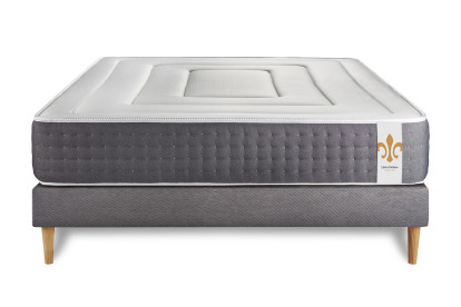Ensemble Matelas Sommier 140x190 cm - Sommier Gris (en kit) - Vingt-Six