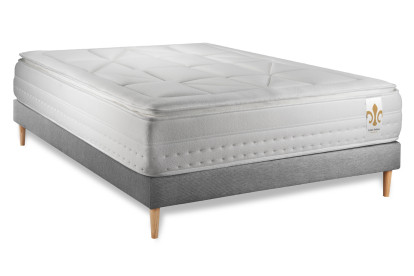 Ensemble Matelas Sommier 140x190 cm - Sommier Gris (en kit) - Vingt-Huit PLUS