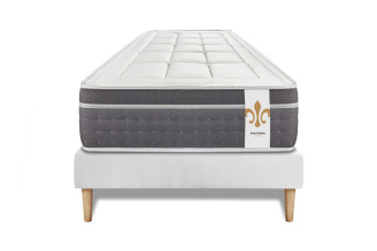 Ensemble Matelas Sommier 90x200 cm - Sommier Blanc (déjà monté) - Trente