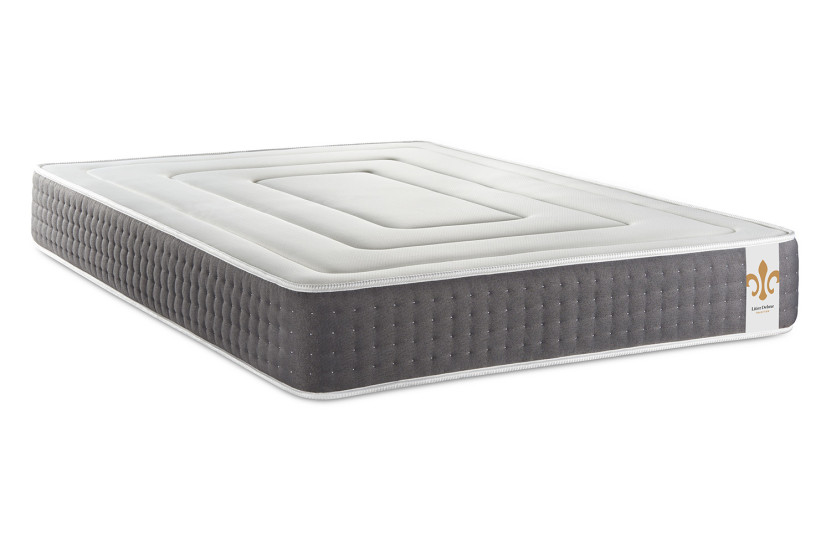 Pack lit complet 160x200 cm - Matelas + Sommier Gris + 2 oreillers + Couette - Vingt-Six