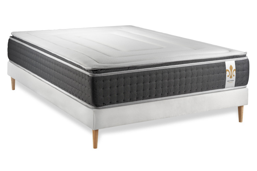 Ensemble Matelas Sommier 140x190 cm - Sommier Blanc (déjà monté) - Vingt-Six PLUS