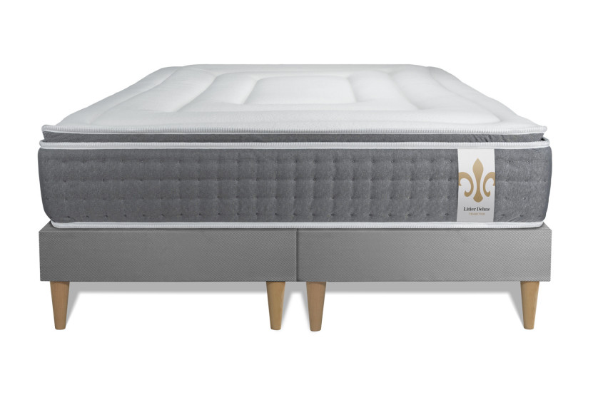 Ensemble Matelas Sommier 180x200 cm - 2 Sommiers Gris - Vingt-Six PLUS