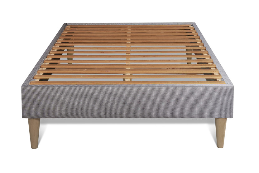 Ensemble Matelas Sommier 90x200 cm - Sommier Gris (en kit) - Vingt-Huit PLUS
