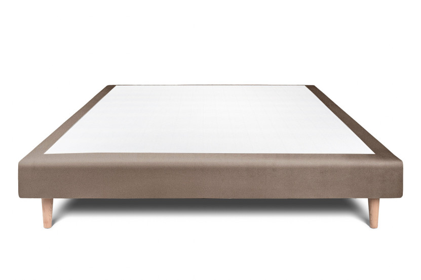 Sommier Tapissier 140x190 cm - H29 cm - Velours - Taupe