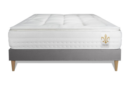 Ensemble Matelas Sommier 140x190 cm - Sommier Gris (déjà monté) - Vingt-Huit PLUS