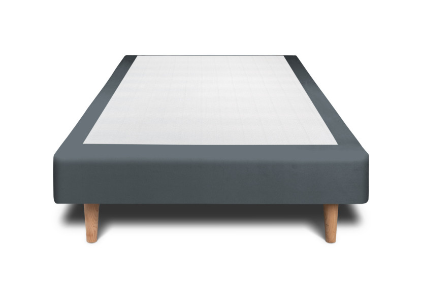 Sommier Tapissier 90x190 cm - H29 cm - Velours - Gris anthracite