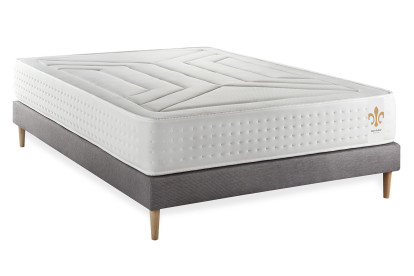 Ensemble Matelas Sommier 200x200 cm - Sommier Gris (en kit) - Vingt-Quatre