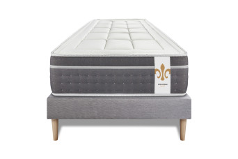 Ensemble Matelas Sommier 90x200 cm - Sommier Gris (déjà monté) - Trente