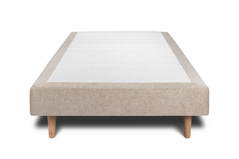 Sommier Tapissier 90x190 cm - H29 cm - Toile nattée - Beige brun