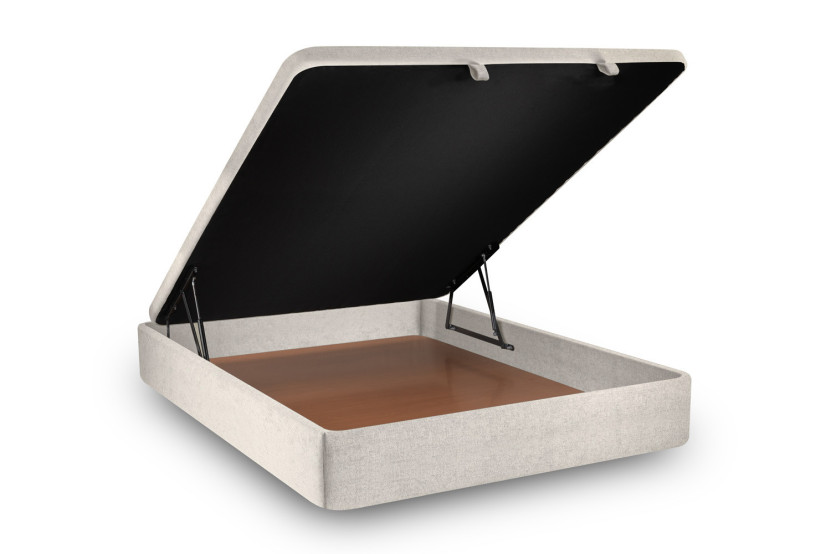 Sommier Coffre 140x200 cm - Toile nattée  - Beige clair