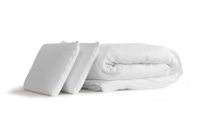 Pack lit complet 160x200 cm - Matelas + 2 Sommiers Blancs + 2 oreillers + Couette - Vingt-Huit PLUS