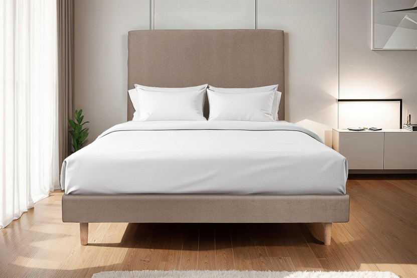 Sommier Tapissier 160x200 cm - H29 cm - Velours - Taupe