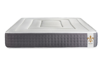Pack lit complet 140x200 cm - Matelas + Sommier Gris + 2 oreillers + Couette - Vingt-Six