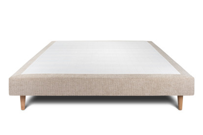 Sommier Tapissier 135x190 cm - H29 cm - Toile nattée - Beige brun