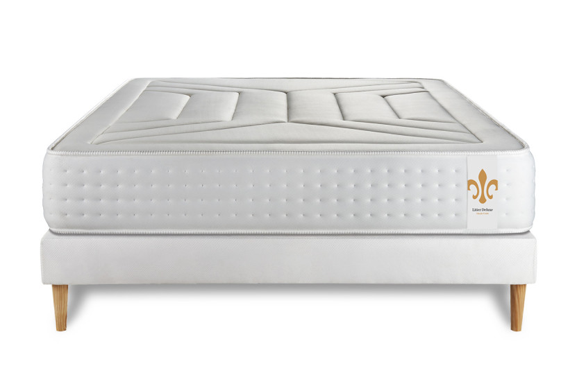 Ensemble Matelas Sommier 160x200 cm - Sommier Blanc (déjà monté) - Vingt-Quatre