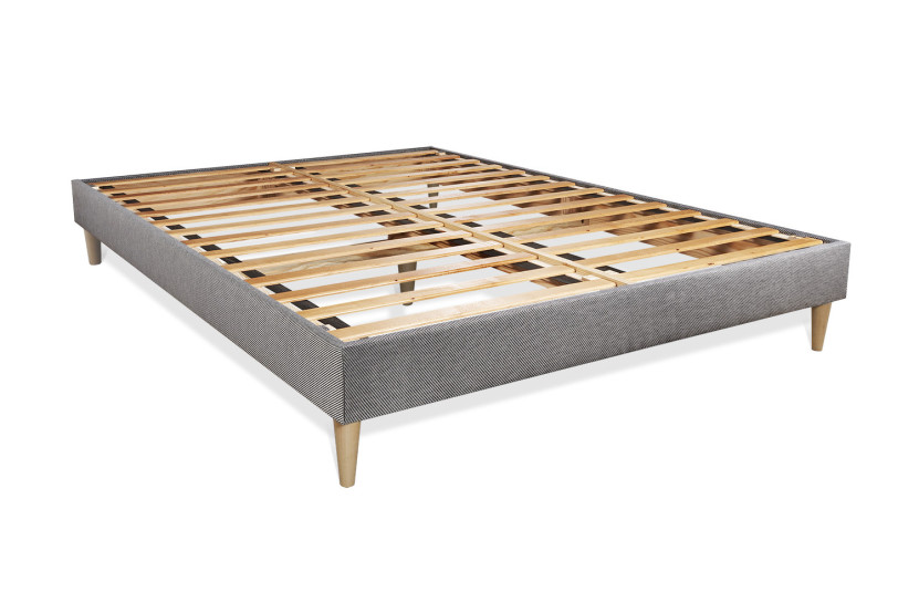 Ensemble Matelas Sommier 200x200 cm - Sommier Gris (en kit) - Vingt-Huit PLUS