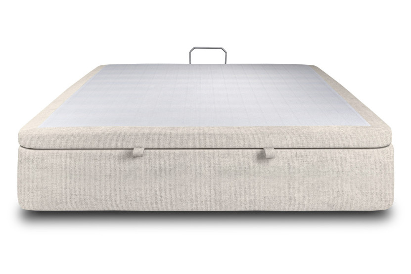 Sommier Coffre 140x190 cm - Toile nattée  - Beige clair