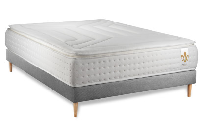 Ensemble Matelas Sommier 140x200 cm - Sommier Gris (en kit) - Vingt-Quatre PLUS