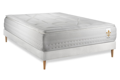 Ensemble Matelas Sommier 140x190 cm - Sommier Blanc (en kit) - Vingt-Huit PLUS