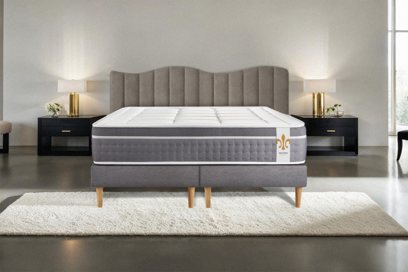 Ensemble Matelas Sommier 160x200 cm - 2 Sommiers Gris - Trente