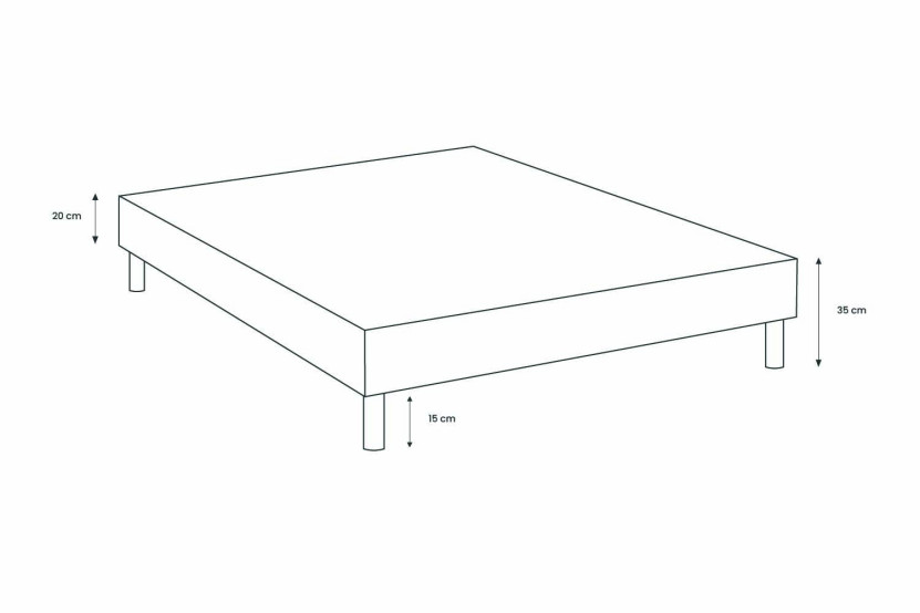 Sommier Tapissier 150x200 cm - H35 cm - Velours - Gris anthracite