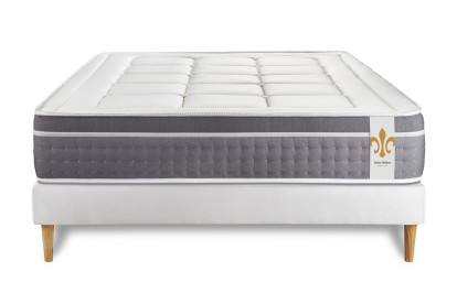 Ensemble Matelas Sommier 140x200 cm - Sommier Blanc (déjà monté) - Trente