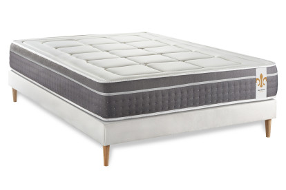 Ensemble Matelas Sommier 160x200 cm - Sommier Blanc (déjà monté) - Trente