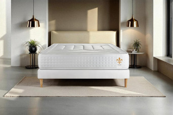 Ensemble Matelas Sommier 140x190 cm - Sommier Blanc (déjà monté) - Vingt-Quatre