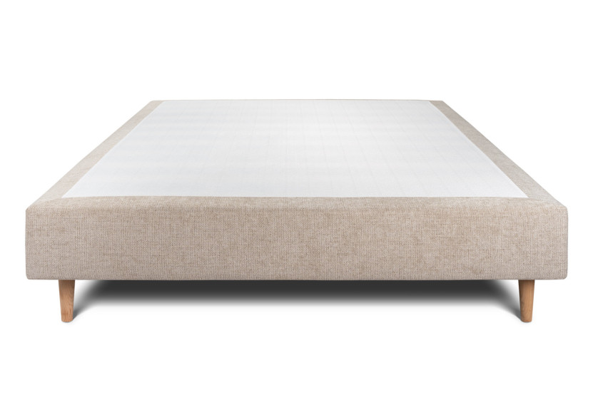 Sommier Tapissier 135x190 cm - H35 cm - Toile nattée - Beige brun