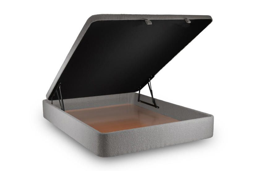 Sommier Coffre 160x200 cm - Bouclette - Gris