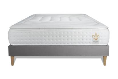 Ensemble Matelas Sommier 200x200 cm - Sommier Gris (en kit) - Vingt-Quatre PLUS