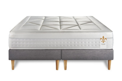 Ensemble Matelas Sommier 200x200 cm - 2 Sommiers Gris - Vingt-Huit