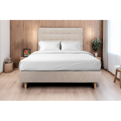 Tête de lit 150 cm Capitonnée - Tissu Toile Natté Beige Brun