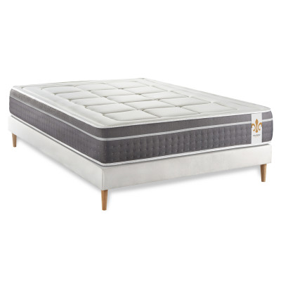 Ensemble Matelas Sommier 140x190 cm - Sommier Blanc (en kit) - Trente